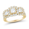 Thumbnail Image 0 of 2 CT. T.W. Princess-Cut Diamond Frame Past Present Future® Split Shank Engagement Ring in 14K Gold