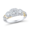 Thumbnail Image 1 of 1 CT. T.W. Diamond Past Present Future® Frame Wrapped Shank Engagement Ring in 14K Two-Tone Gold