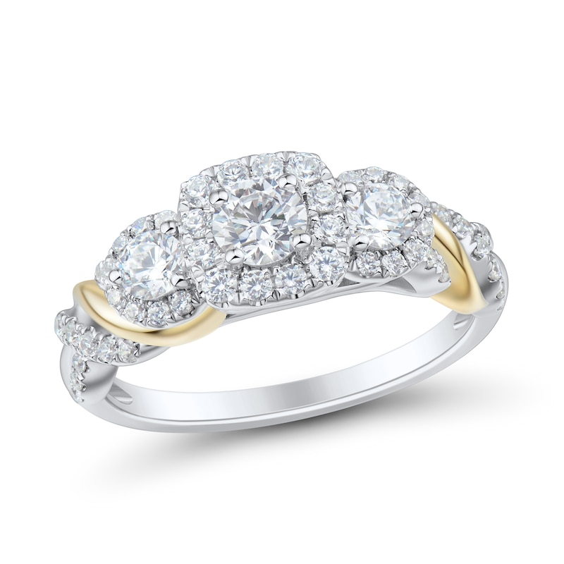 Main Image 1 of 1 CT. T.W. Diamond Past Present Future® Frame Wrapped Shank Engagement Ring in 14K Two-Tone Gold