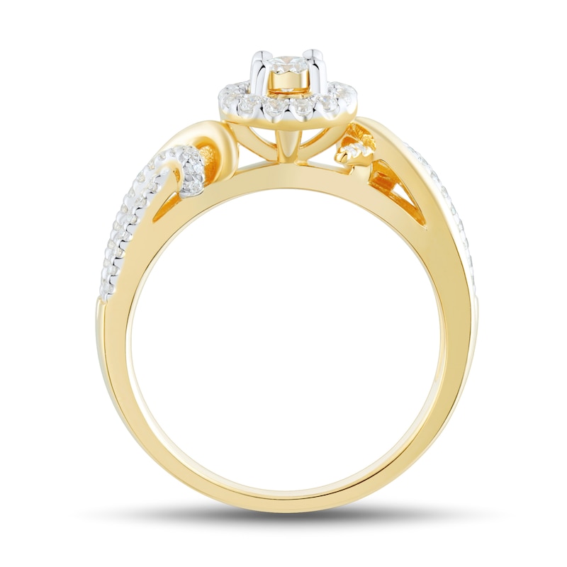 1/3 CT. T.W. Diamond Frame Bypass Shank Engagement Ring in 10K Gold