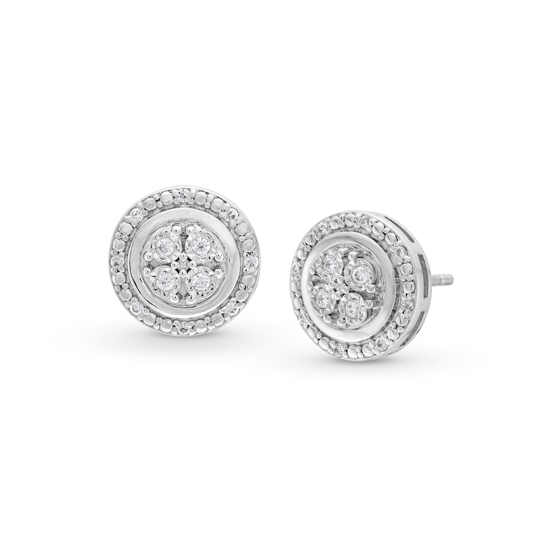 1/10 CT. T.W. Multi-Diamond Frame Stud Earrings in Sterling Silver