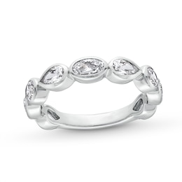 1-1/2 CT. T.W. Multi-Shaped Certified Lab-Created Diamond Bezel-Set Anniversary Band in 14K White Gold (F/VS2)