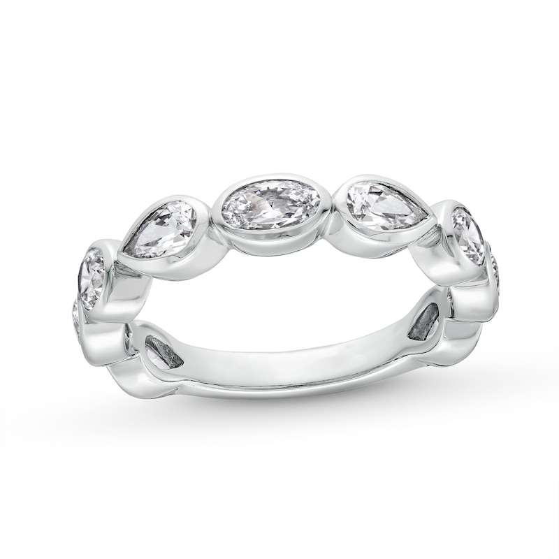 Main Image 1 of 1-1/2 CT. T.W. Multi-Shaped Certified Lab-Created Diamond Bezel-Set Anniversary Band in 14K White Gold (F/VS2)