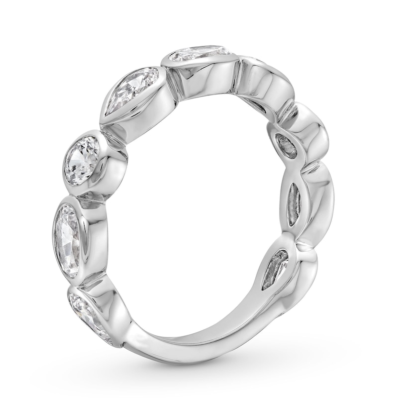 Main Image 3 of 1-1/2 CT. T.W. Multi-Shaped Certified Lab-Created Diamond Bezel-Set Anniversary Band in 14K White Gold (F/VS2)