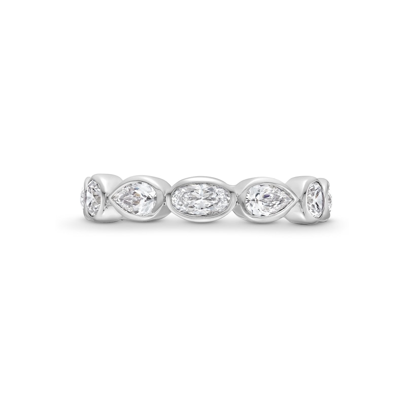 Main Image 4 of 1-1/2 CT. T.W. Multi-Shaped Certified Lab-Created Diamond Bezel-Set Anniversary Band in 14K White Gold (F/VS2)