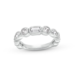 2 CT. T.W. Multi-Shaped Certified Lab-Created Diamond Bezel-Set Anniversary Band in 14K White Gold (F/VS2)