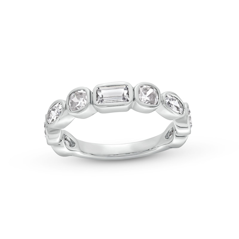 Main Image 1 of 2 CT. T.W. Multi-Shaped Certified Lab-Created Diamond Bezel-Set Anniversary Band in 14K White Gold (F/VS2)