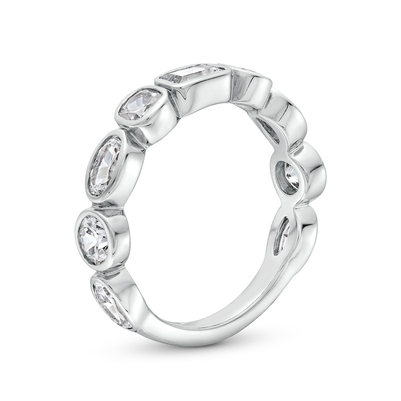 Main Image 3 of 2 CT. T.W. Multi-Shaped Certified Lab-Created Diamond Bezel-Set Anniversary Band in 14K White Gold (F/VS2)