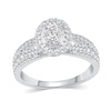 Thumbnail Image 0 of 1 CT. T.W. Oval Multi-Diamond Frame Split Shank Engagement Ring in 14K White Gold