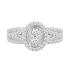 Thumbnail Image 3 of 1 CT. T.W. Oval Multi-Diamond Frame Split Shank Engagement Ring in 14K White Gold