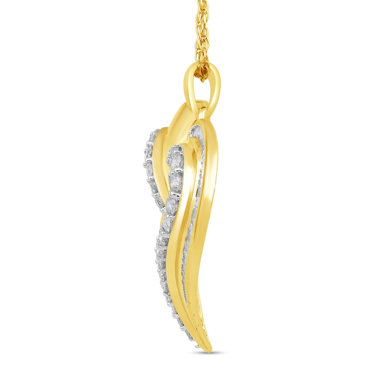 Main Image 2 of 1 CT. T.W. Baguette and Round Diamond Loop Heart Pendant in 10K Gold