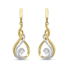 1/10 CT. T.W. Diamond Cascading Open Wave Drop Earrings in Sterling Silver with 14K Gold Plate