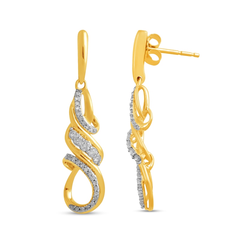 Main Image 1 of 1/4 CT. T.W. Diamond Cascading Swirl Drop Earrings in 10K Gold