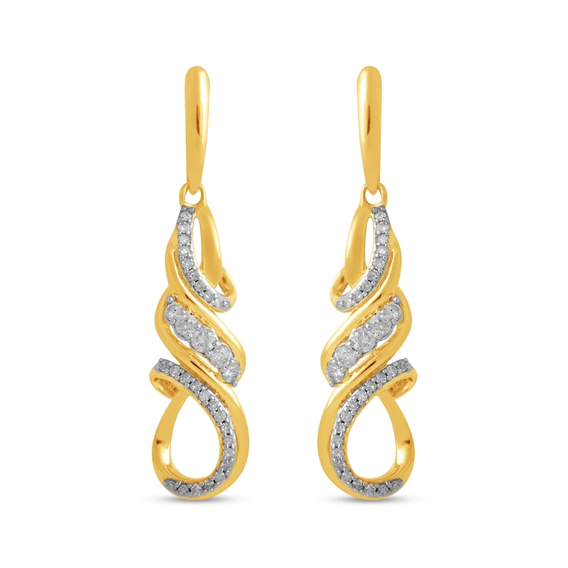 Main Image 2 of 1/4 CT. T.W. Diamond Cascading Swirl Drop Earrings in 10K Gold