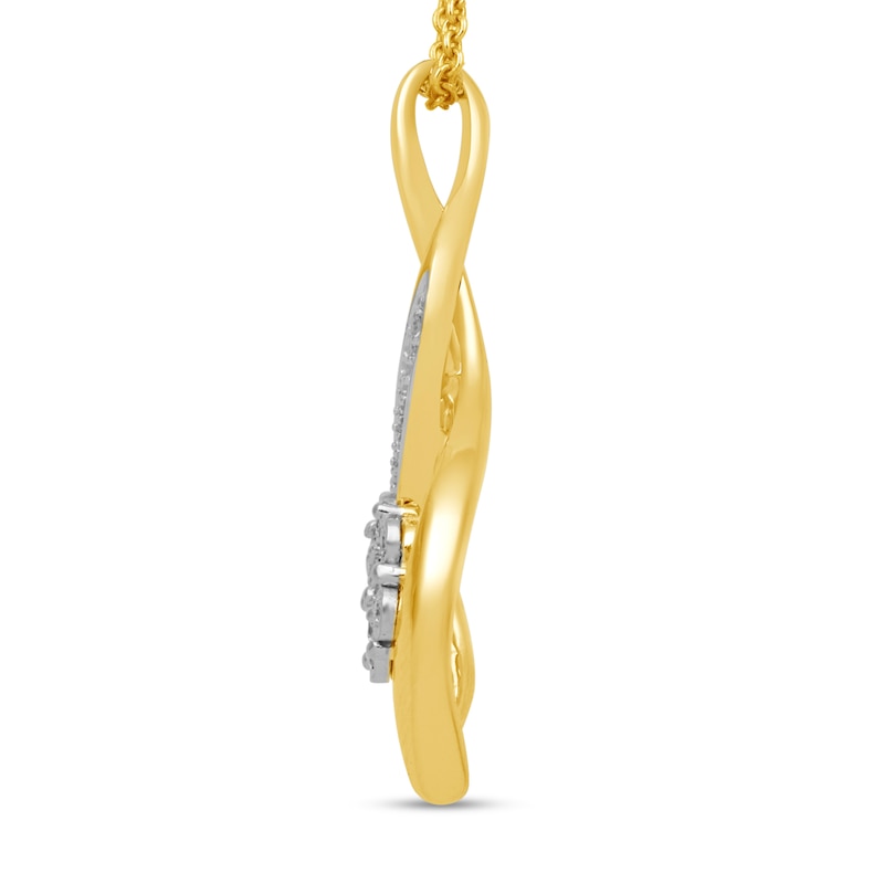 Main Image 2 of 1/10 CT. T.W. Multi-Diamond Cascading Flame Pendant in Sterling Silver with 14K Gold Plate