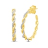 Thumbnail Image 1 of 1/4 CT. T.W. Diamond Twist Open Hoop Earrings in Sterling Silver with 14K Gold Plate