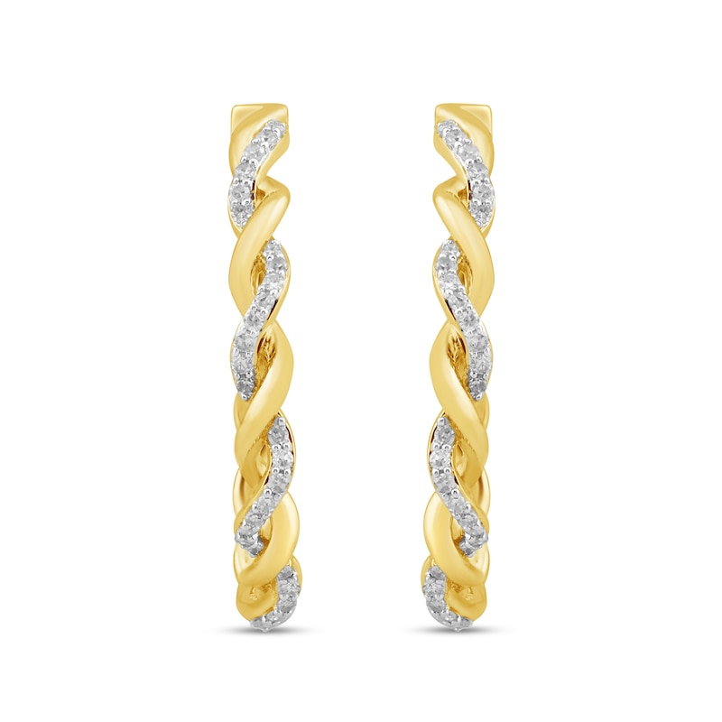 Main Image 2 of 1/4 CT. T.W. Diamond Twist Open Hoop Earrings in Sterling Silver with 14K Gold Plate