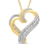 Thumbnail Image 1 of 1/4 CT. T.W. Baguette and Round Diamond Tilted Loop Heart Pendant in 10K Gold