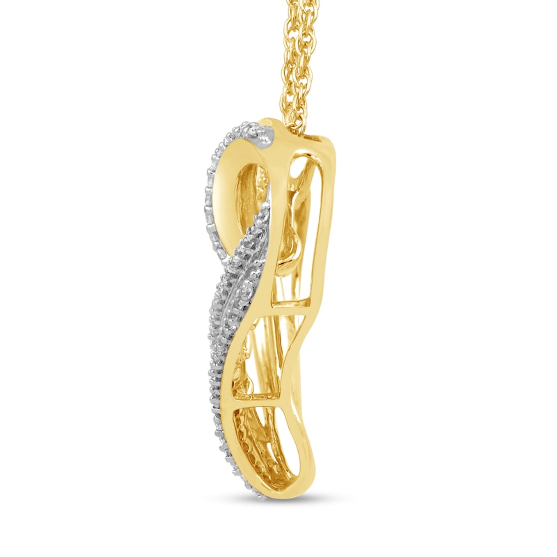 Main Image 2 of 1/4 CT. T.W. Baguette and Round Diamond Tilted Loop Heart Pendant in 10K Gold