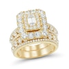 Thumbnail Image 0 of 4 CT. T.W. Emerald-Cut Diamond Double Frame Triple Row Bridal Set in 14K Gold