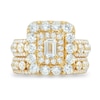 Thumbnail Image 1 of 4 CT. T.W. Emerald-Cut Diamond Double Frame Triple Row Bridal Set in 14K Gold