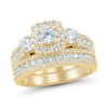 Thumbnail Image 0 of 2 CT. T.W. Diamond Past Present Future® Cushion Frame Triple Row Bridal Set in 14K Gold