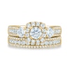 Thumbnail Image 2 of 2 CT. T.W. Diamond Past Present Future® Cushion Frame Triple Row Bridal Set in 14K Gold