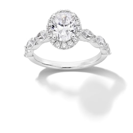 2 CT. T.W. Oval and Marquise-Cut Certified Lab-Created Diamond Frame Engagement Ring in 14K White Gold (F/VS2)