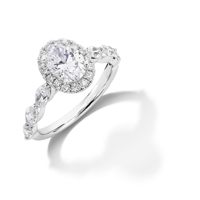 2 CT. T.W. Oval and Marquise-Cut Certified Lab-Created Diamond Frame Engagement Ring in 14K White Gold (F/VS2)