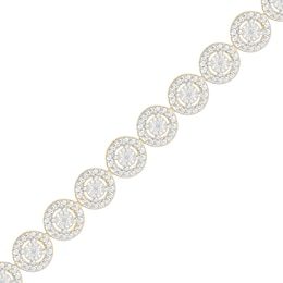 1/10 CT. T.W. Diamond Beaded Frame Bracelet in Sterling Silver with 10K Gold Plate - 7.25&quot;