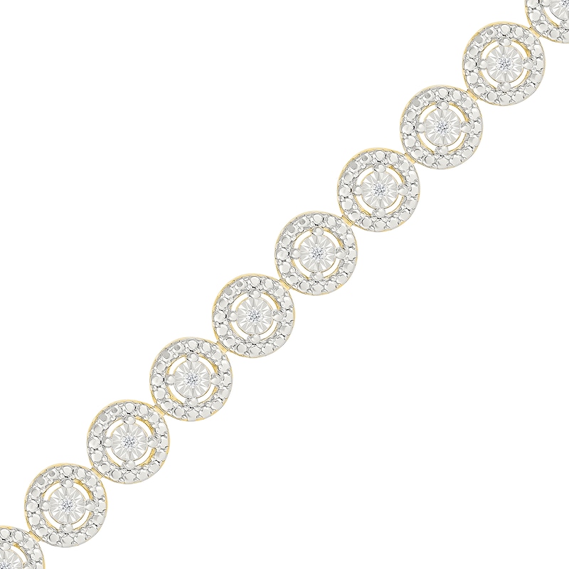 Main Image 1 of 1/10 CT. T.W. Diamond Beaded Frame Bracelet in Sterling Silver with 10K Gold Plate - 7.25&quot;