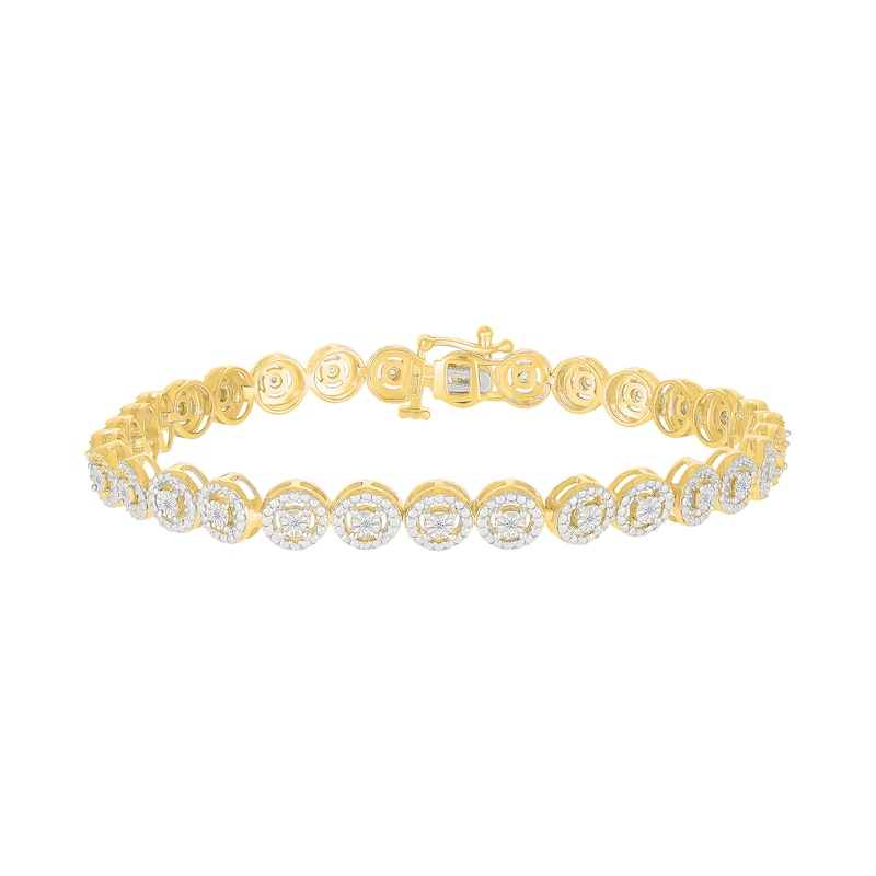 Main Image 2 of 1/10 CT. T.W. Diamond Beaded Frame Bracelet in Sterling Silver with 10K Gold Plate - 7.25&quot;