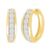 Thumbnail Image 1 of 1/10 CT. T.W. Diamond Miracle Hoop Earrings in Sterling Silver with 10K Gold Plate