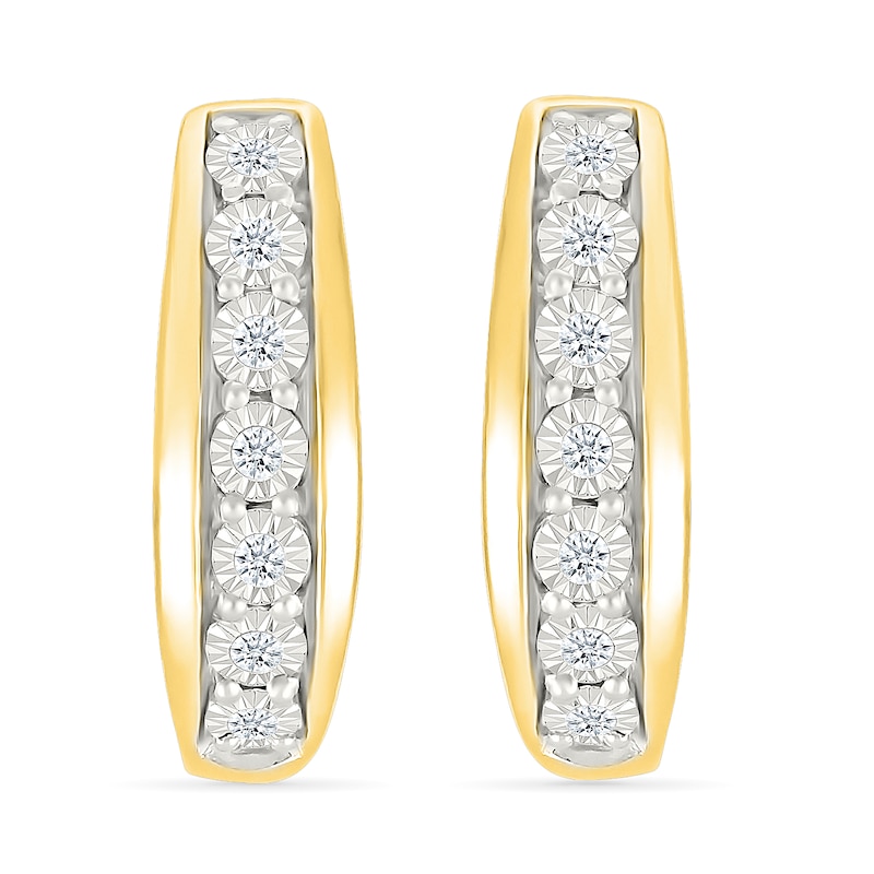 Main Image 2 of 1/10 CT. T.W. Diamond Miracle Hoop Earrings in Sterling Silver with 10K Gold Plate