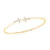 Thumbnail Image 1 of 1/20 CT. T.W. Diamond Double Cross Open Bangle in Hollow Sterling Silver with 10K Gold Plate