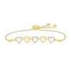 Thumbnail Image 1 of Diamond Accent Alternating Heart Bolo Bracelet in Sterling Silver with 10K Gold Plate - 9&quot;