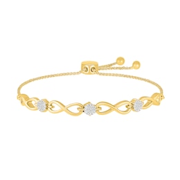 Diamond Accent Infinity Link Bolo Bracelet in Sterling Silver with 10K Gold Plate - 9&quot;