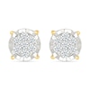 Thumbnail Image 1 of 1/5 CT. T.W. Multi-Diamond Miracle Frame Stud Earrings in Sterling Silver with 10K Gold Plate