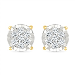 1/5 CT. T.W. Multi-Diamond Miracle Frame Stud Earrings in Sterling Silver with 10K Gold Plate