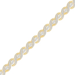 1/10 CT. T.W. Diamond &quot;S&quot; Link Alternating Bracelet in Sterling Silver with 10K Gold Plate - 7.25&quot;