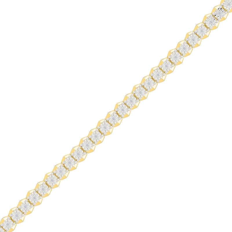 Main Image 1 of 1/4 CT. T.W. Diamond Chevron Edge Tennis Bracelet in Sterling Silver with 10K Gold Plate