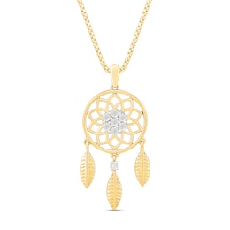 Diamond Accent Dream Catcher Pendant in Sterling Silver with 10K Gold Plate