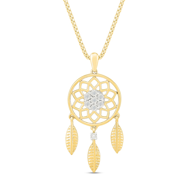 Main Image 1 of Diamond Accent Dream Catcher Pendant in Sterling Silver with 10K Gold Plate