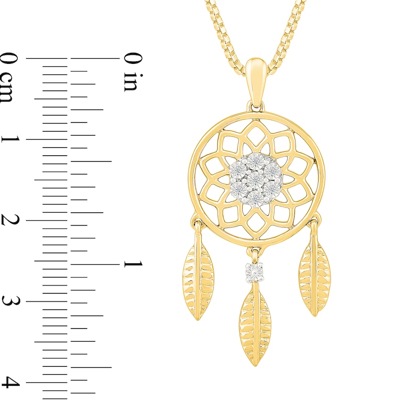 Main Image 3 of Diamond Accent Dream Catcher Pendant in Sterling Silver with 10K Gold Plate