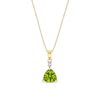 Thumbnail Image 1 of 7.0mm Trillion-Cut Peridot and Diamond Accent Drop Pendant in 14K Gold