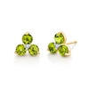 Thumbnail Image 1 of Peridot and 1/20 CT. T.W. Diamond Trio Stud Earrings in 14K Gold