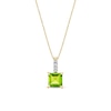 Thumbnail Image 1 of 7.0mm Princess-Cut Peridot and 1/20 CT. T.W. Diamond Drop Pendant in 14K Gold