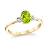 Thumbnail Image 1 of Oval Peridot and 1/20 CT. T.W. Diamond Collar Ring in 14K Gold