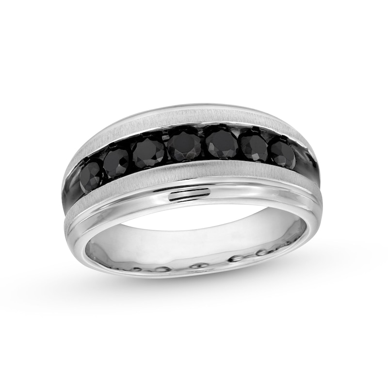 Main Image 1 of 1 CT. T.W. Black Diamond Seven Stone Wedding Band in 10K White Gold