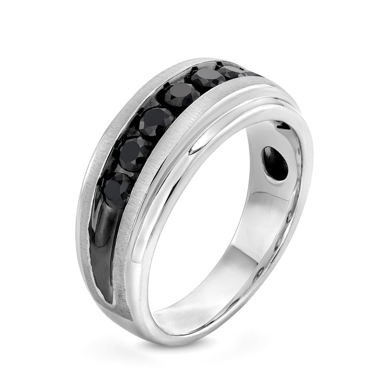 Main Image 2 of 1 CT. T.W. Black Diamond Seven Stone Wedding Band in 10K White Gold